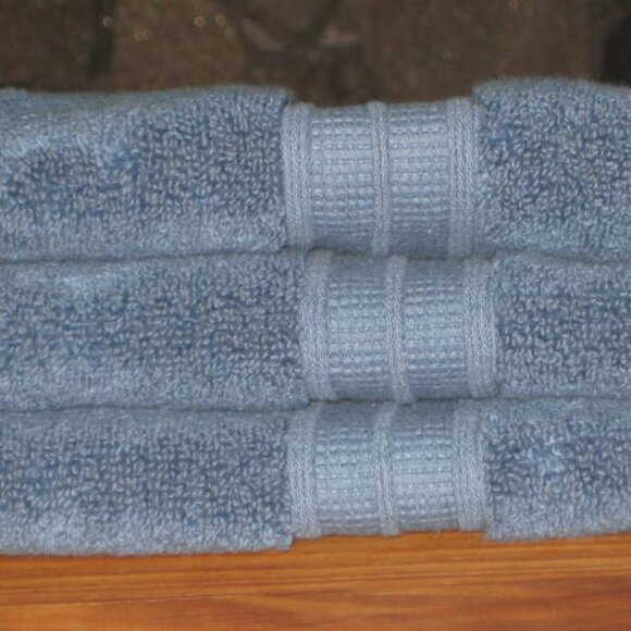 NEW Pottery Barn Hydrocotton Quick Dry 3 Blue Washcloths Cotton Made in Turkey - Picture 6 of 8